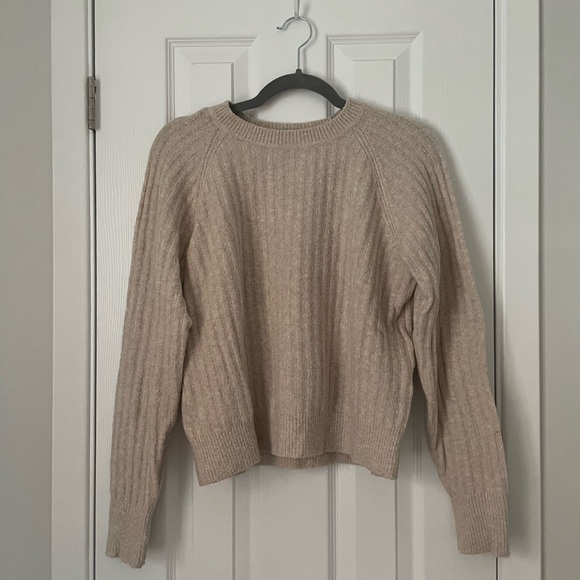 Beige Ribbed Knit Sweater - Picture 1 of 3